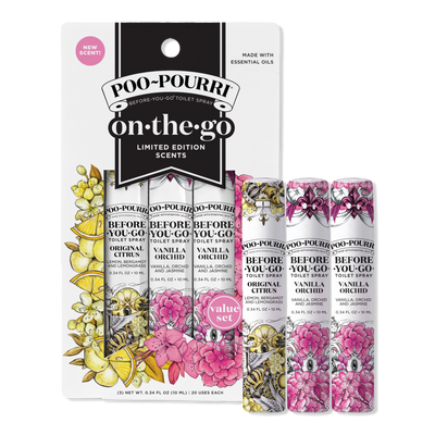 Poo~Pourri Vanilla Orchid On-The-Go 3 Pack Before-You-Go Toilet Spray Travel Size Set