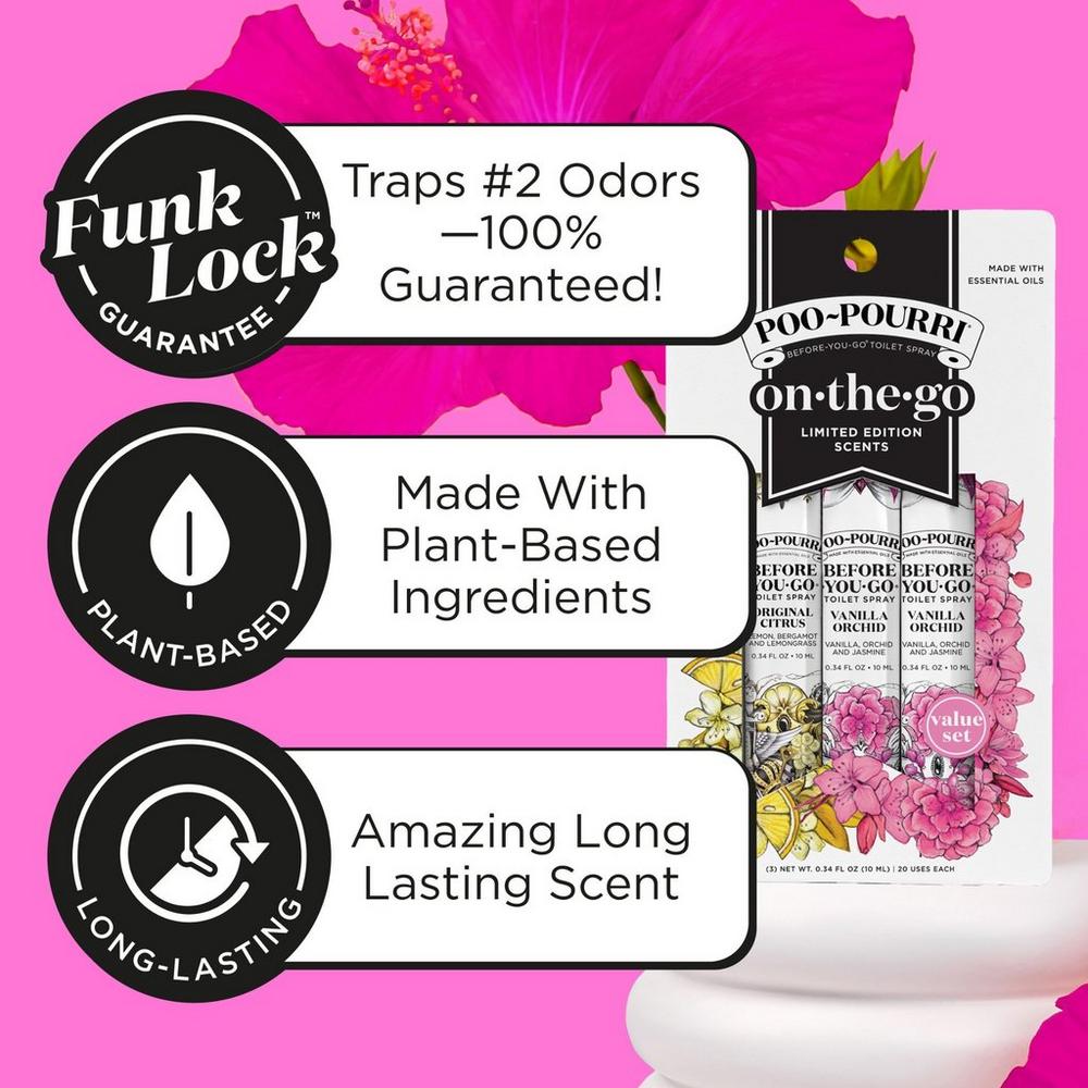Vanilla Orchid On-The-Go 3 Pack Before-You-Go Toilet Spray Travel Size Set