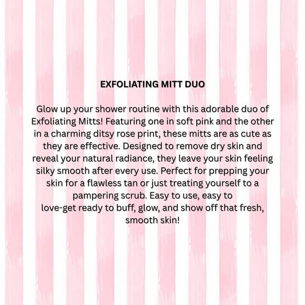 The Vintage Cosmetic Company Ditsy Rose Print Exfoliating Bath & Shower Gloves Duo Set #2