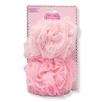 Pink Exfoliating Bath & Shower Pouf Sponges Set