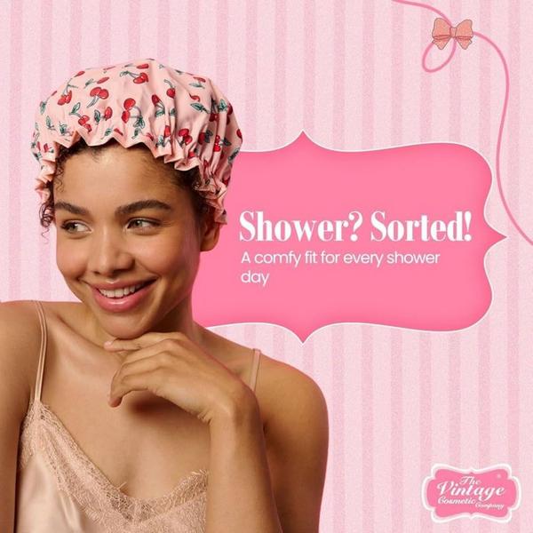 The Vintage Cosmetic Company Cherry Printed Shower Cap #3