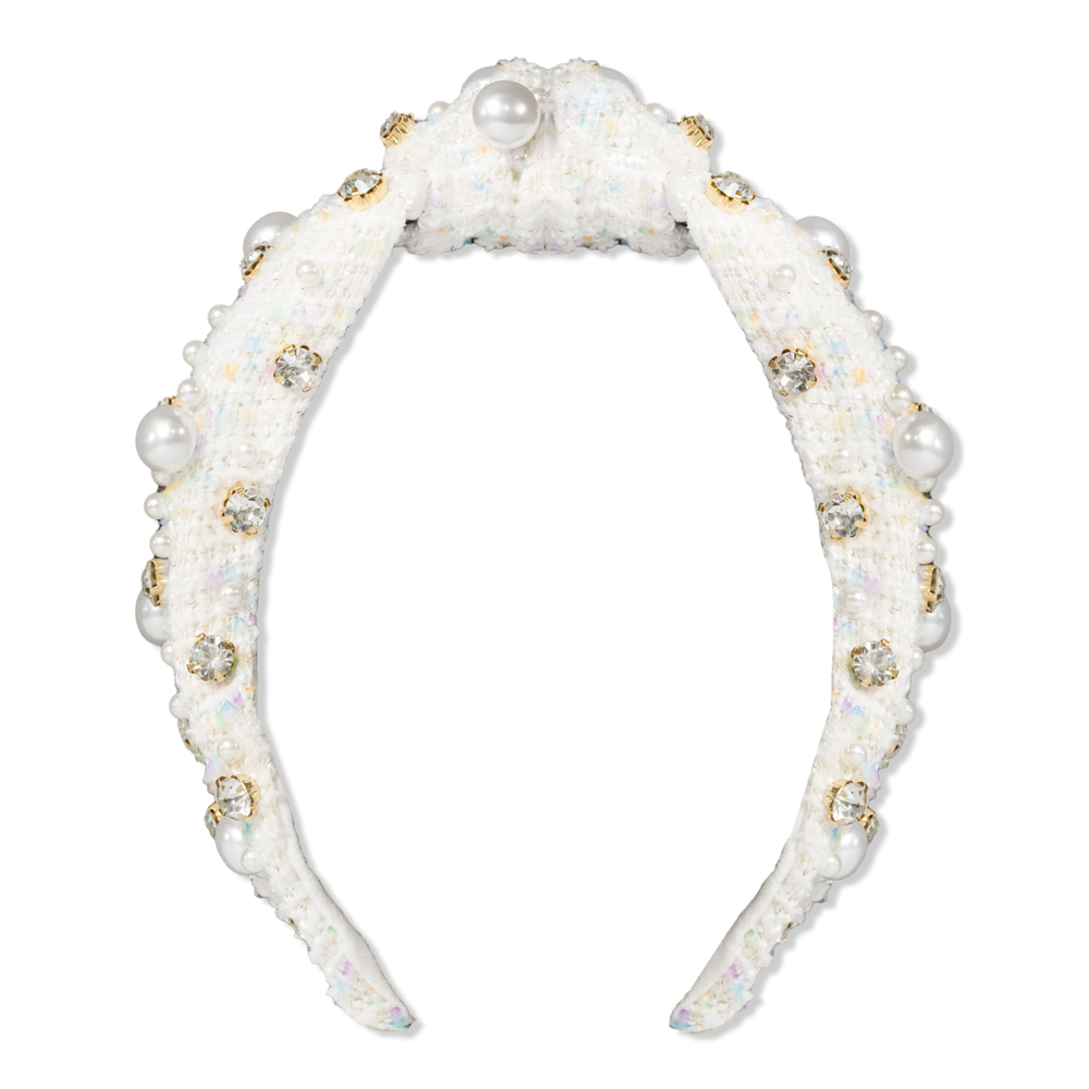 Locks & Mane Plaid & Pearl Headband - White In White