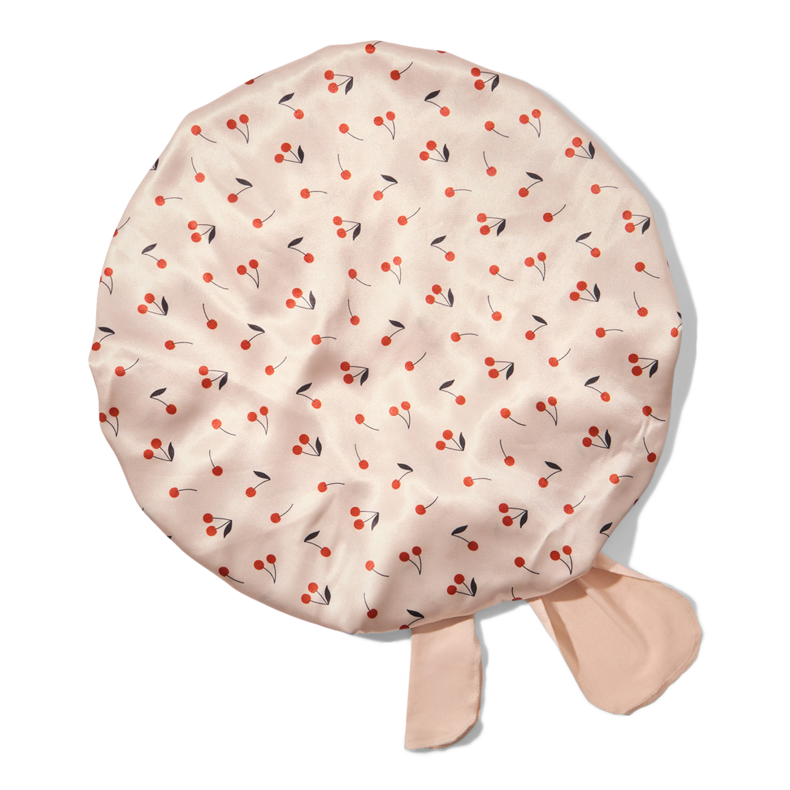 Adjustable Oversized Satin Bonnet - Cherry Print