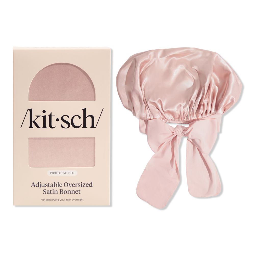 Kitsch Adjustable Oversized Satin Bonnet - Blush In Pink