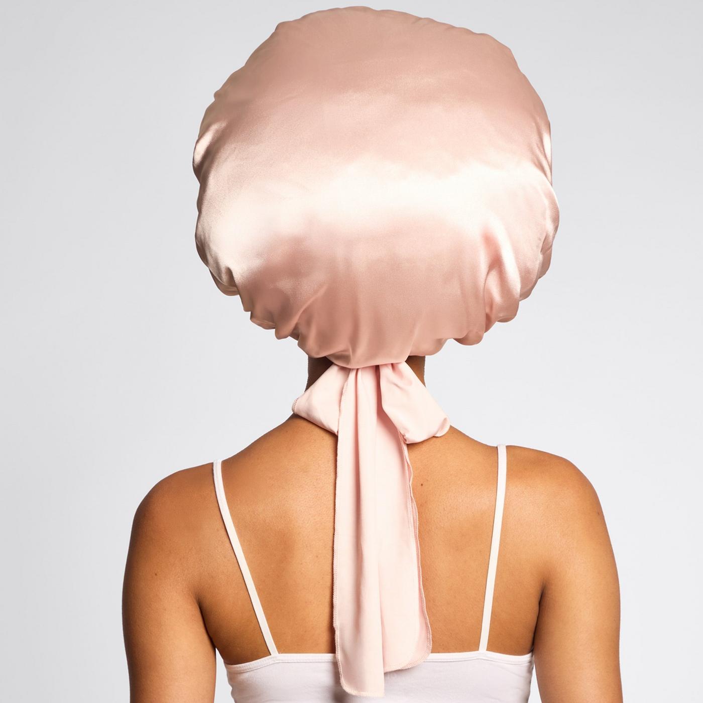 Adjustable Oversized Satin Bonnet - Blush
