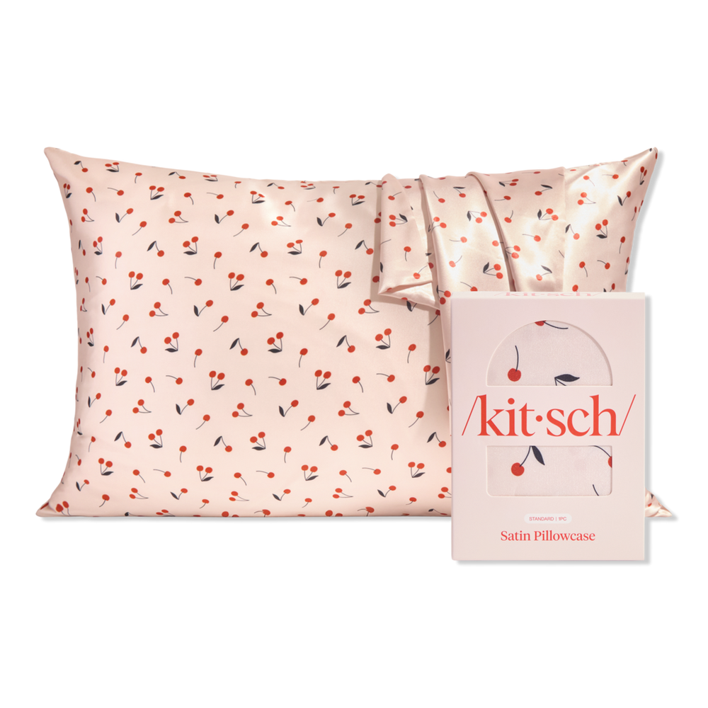 Kitsch Satin Pillowcase - Cherry Print In Red