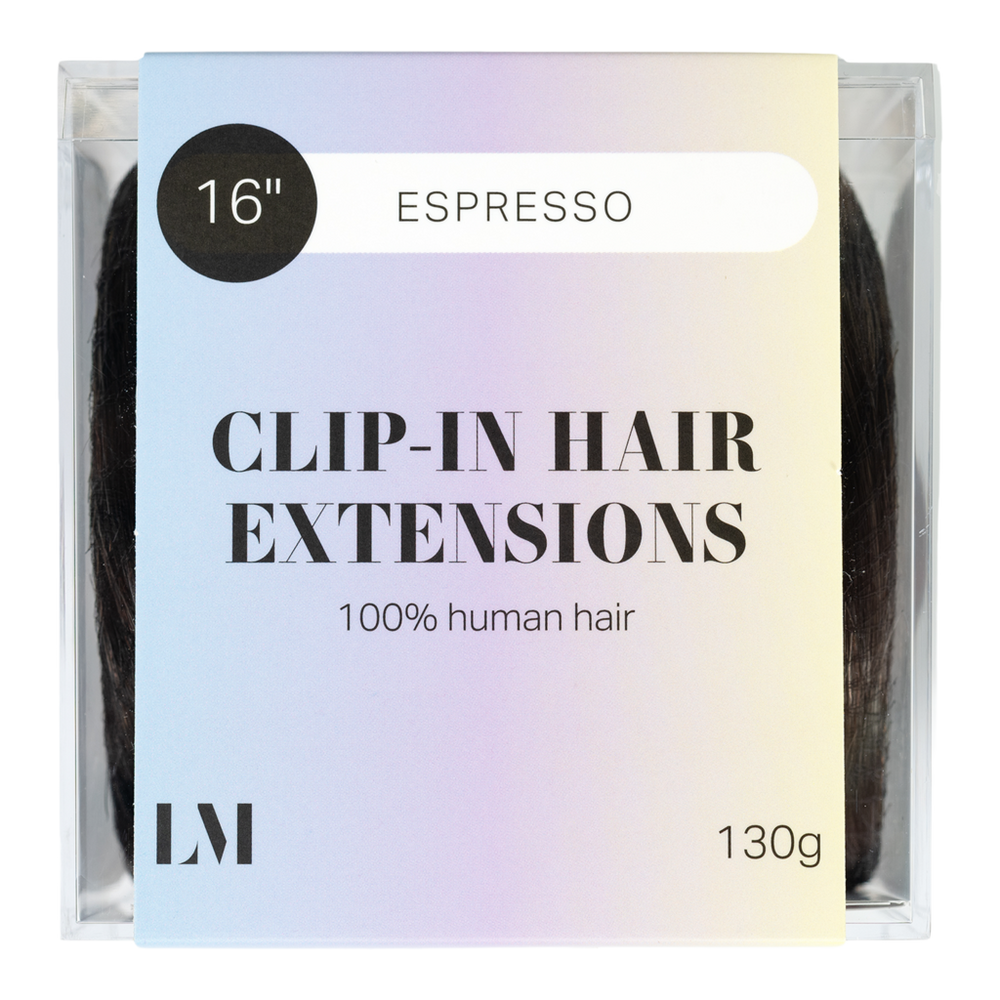 16" Clip-in Human Hair Extensions - Espresso