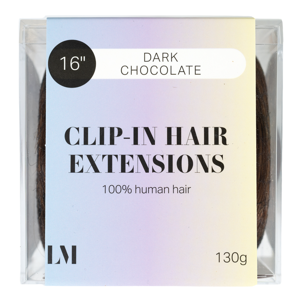 16" Clip-in Human Hair Extensions - Dark Chocolate