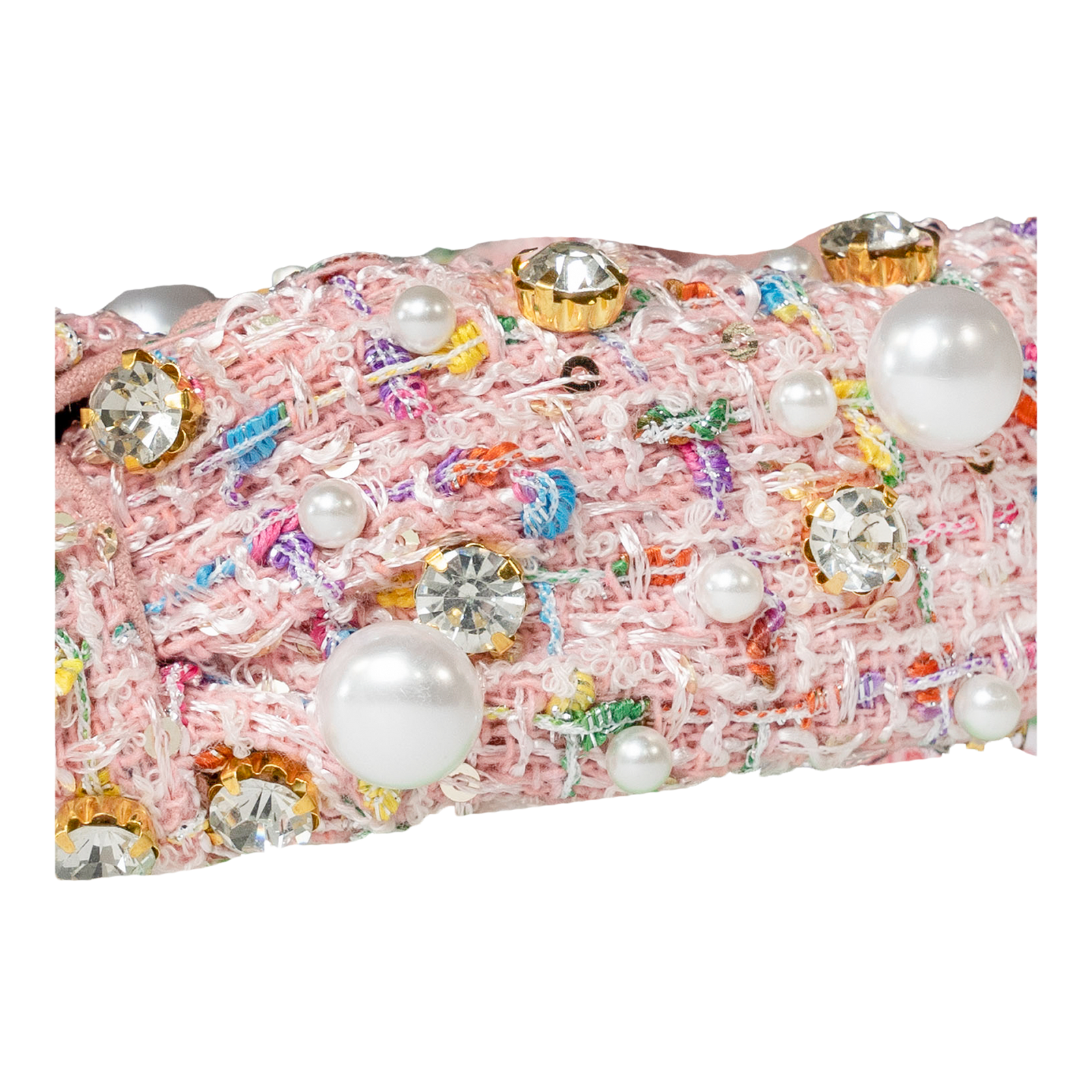 Plaid & Pearl Headband - Pink