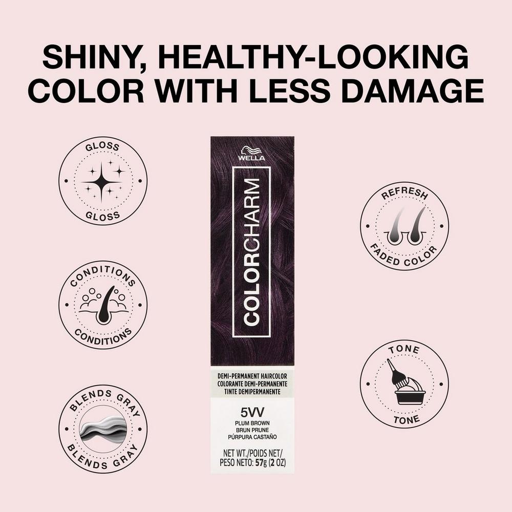 Colorcharm Demi-Permanent Cream Hair Color - 5VV Plum Brown