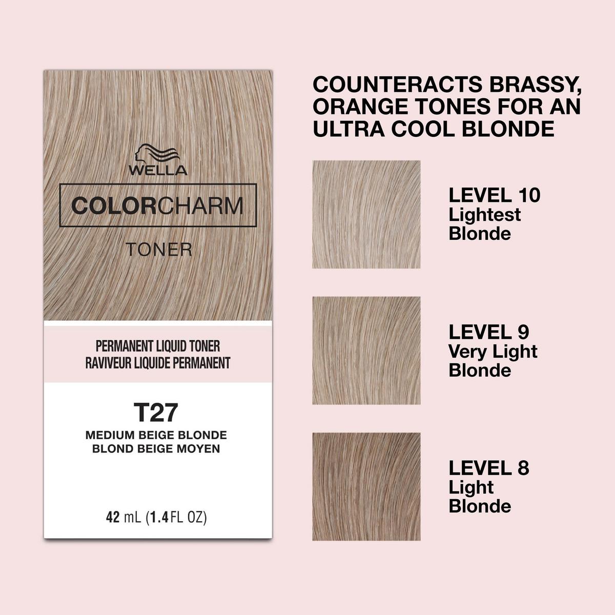 Colorcharm Permanent Liquid Hair Toner - T27 Medium Beige Blonde