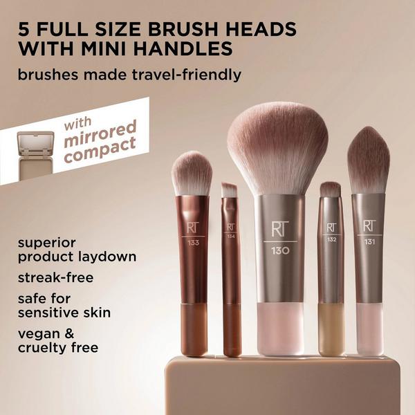 Real Techniques New Nudes 2.0 On-The-Glow Mini Brush Set + Mirrored Compact #2