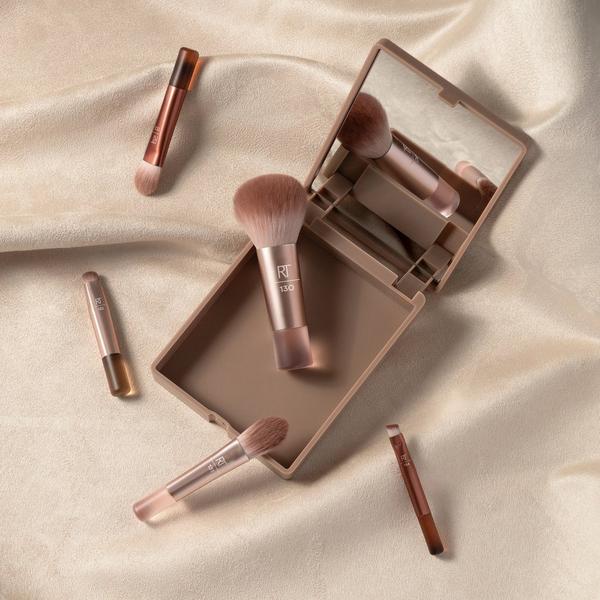 Real Techniques New Nudes 2.0 On-The-Glow Mini Brush Set + Mirrored Compact #4