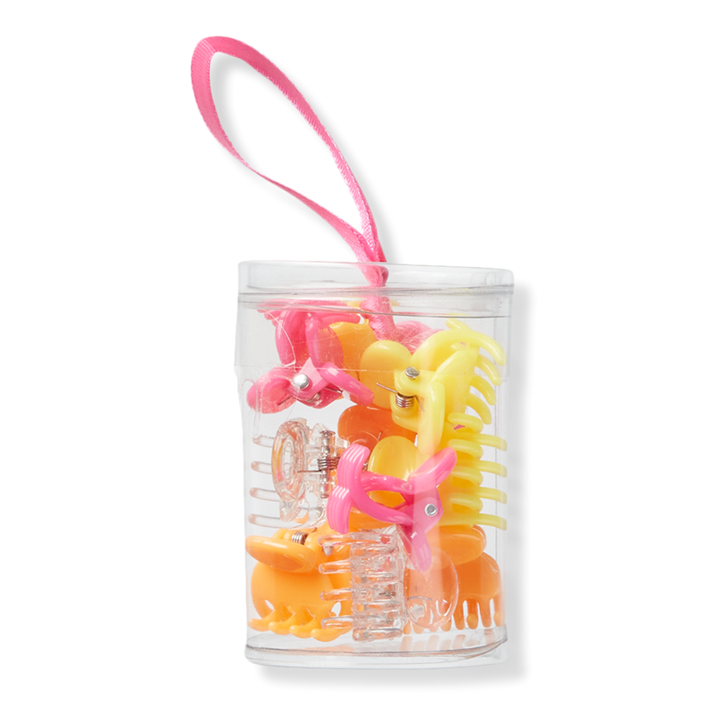 Scünci Style Chemistry Mini Claw Clips In Cylinder - Pink/orange/yellow/clear