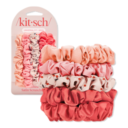 Kitsch Runched Satin Scrunchies 5 Piece Set - Cherry Blossom