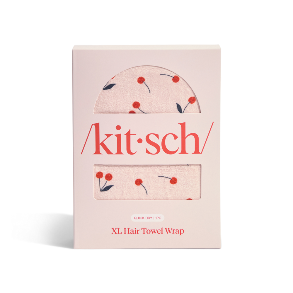 Extra Large Quick-Dry Hair Towel Wrap - Cherry Print