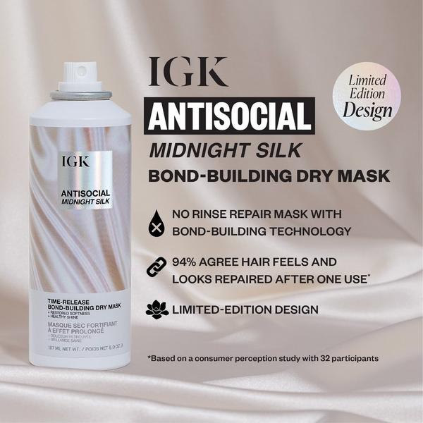 IGK Limited Edition Antisocial Midnight Silk Bond-Building Repair Dry Hair Mask #2