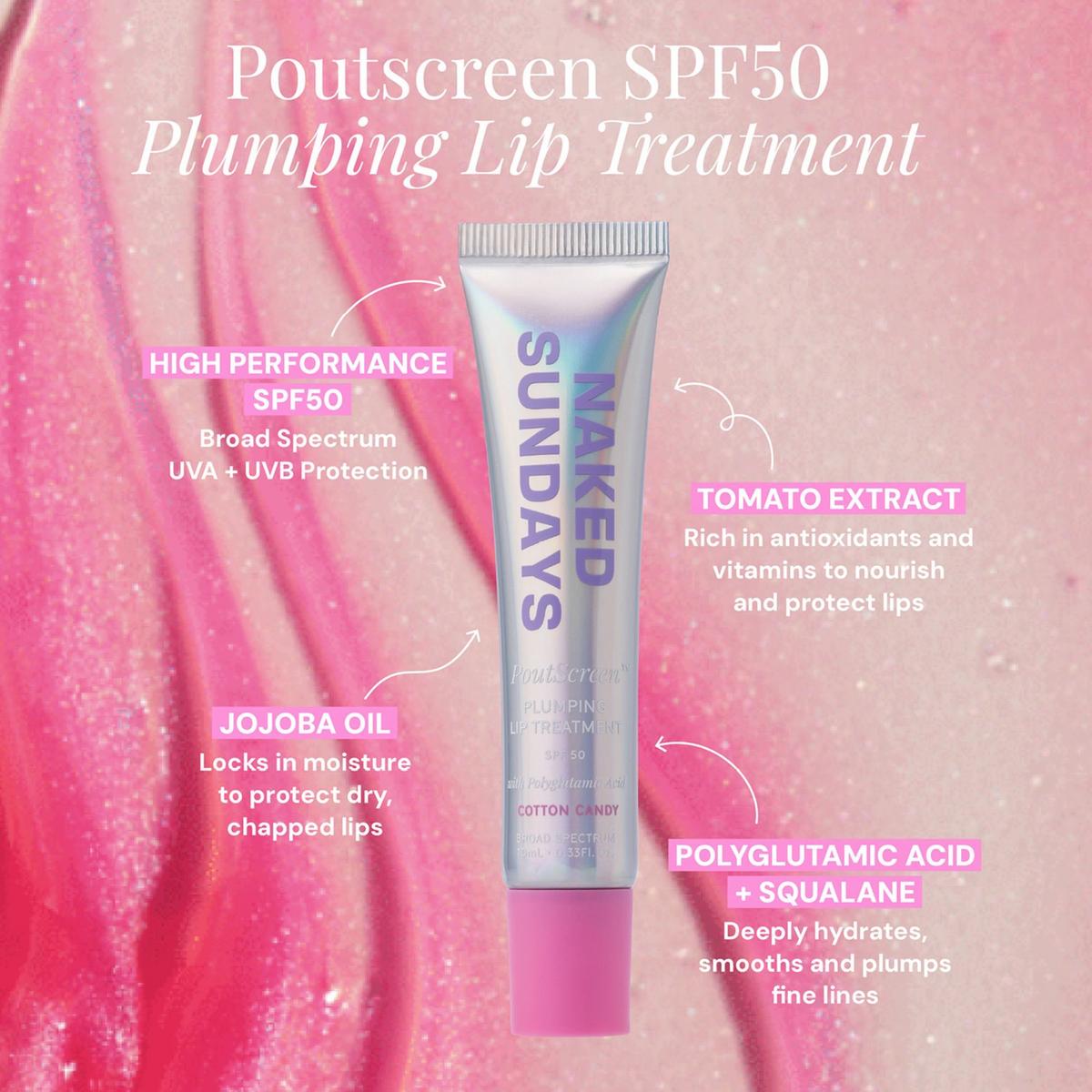 PoutScreen Lip Treatment SPF50 - Cotton Candy