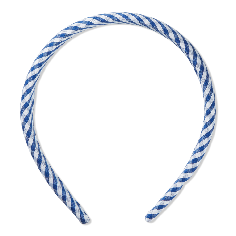 Scünci Summer Social Gingham Headband - Blue And White In Multi