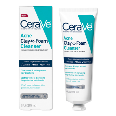 CeraVe Acne Clay-to-Foam Facial Cleanser