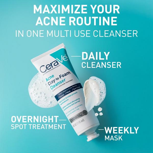 CeraVe Acne Clay-to-Foam Facial Cleanser #3