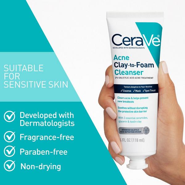 CeraVe Acne Clay-to-Foam Facial Cleanser #4