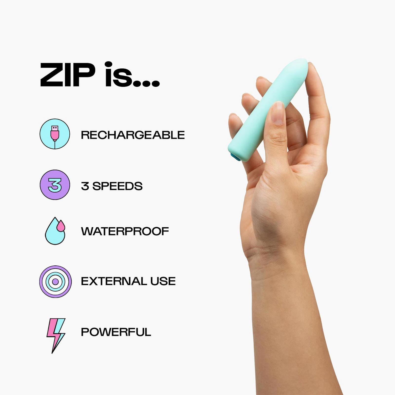 Zip Rechargeable Multi-speed Bullet Vibrator - Aqua/Teal