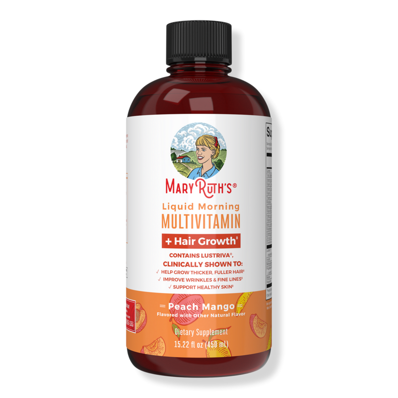 MaryRuth's - 15.22 oz Liquid Morning Multivitamin + Hair Growth Peach Mango 