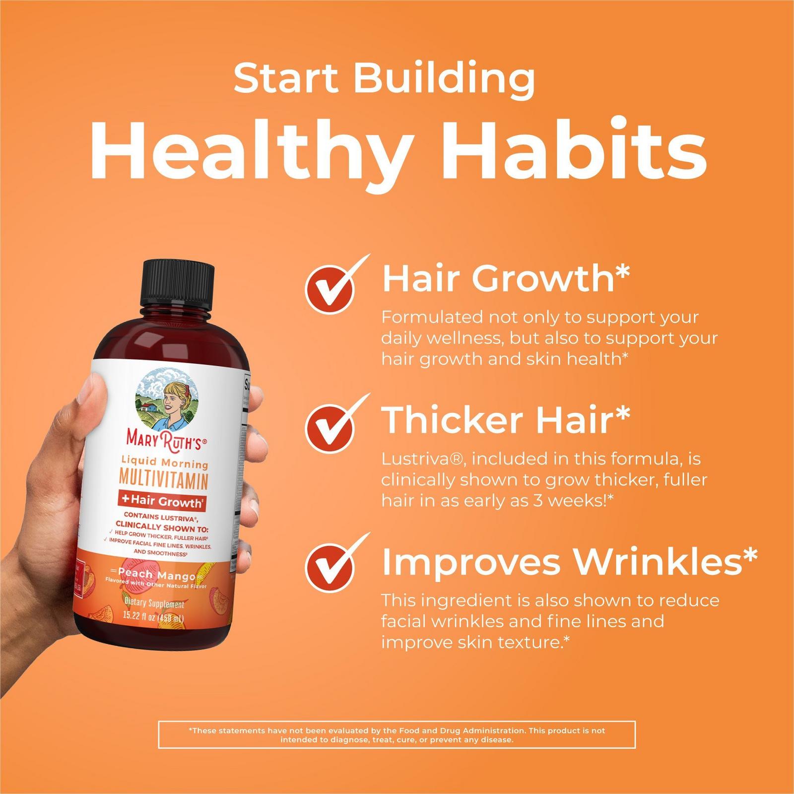 Liquid Morning Multivitamin + Hair Growth Peach Mango