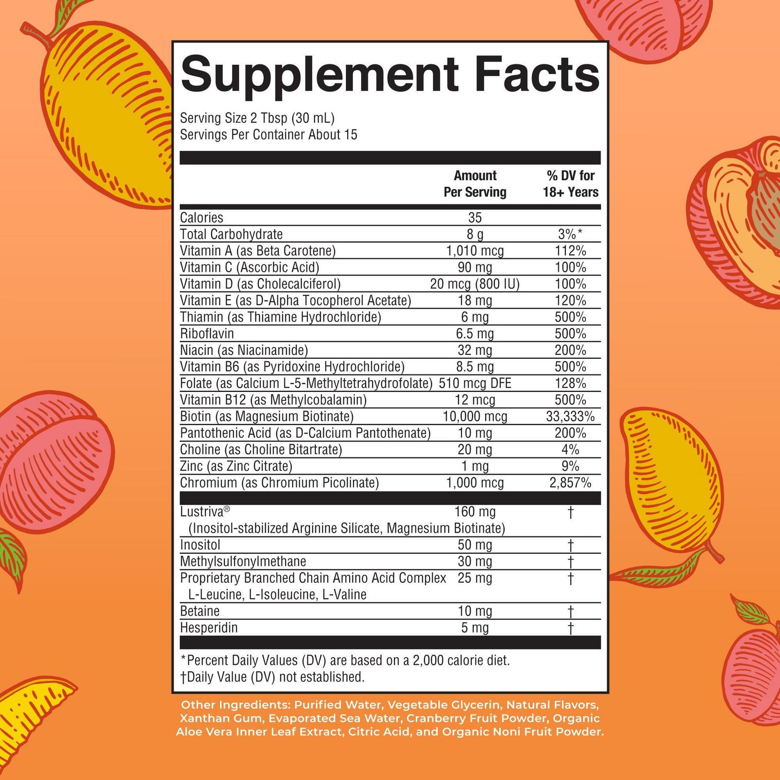 Liquid Morning Multivitamin + Hair Growth Peach Mango