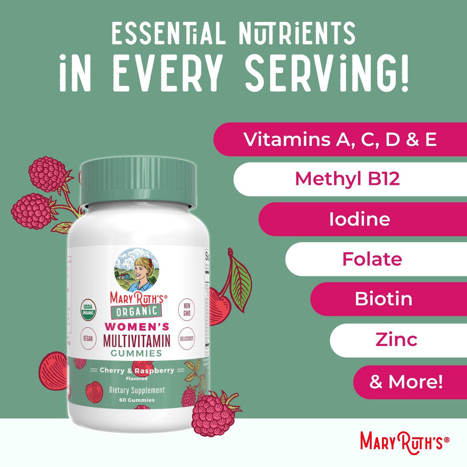 Organic Women's Multivitamin Gummies Cherry Raspberry