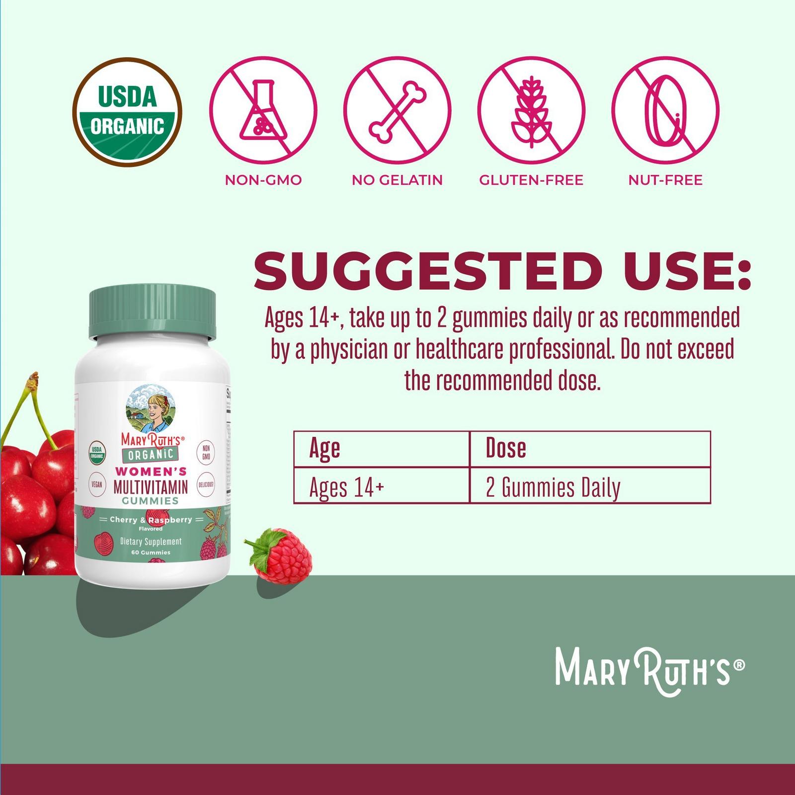 Organic Women's Multivitamin Gummies Cherry Raspberry