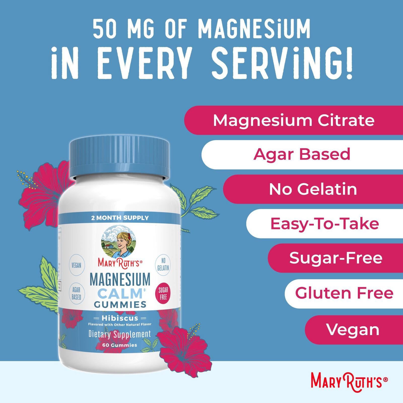 Magnesium Calm Gummies Hibiscus Raspberry