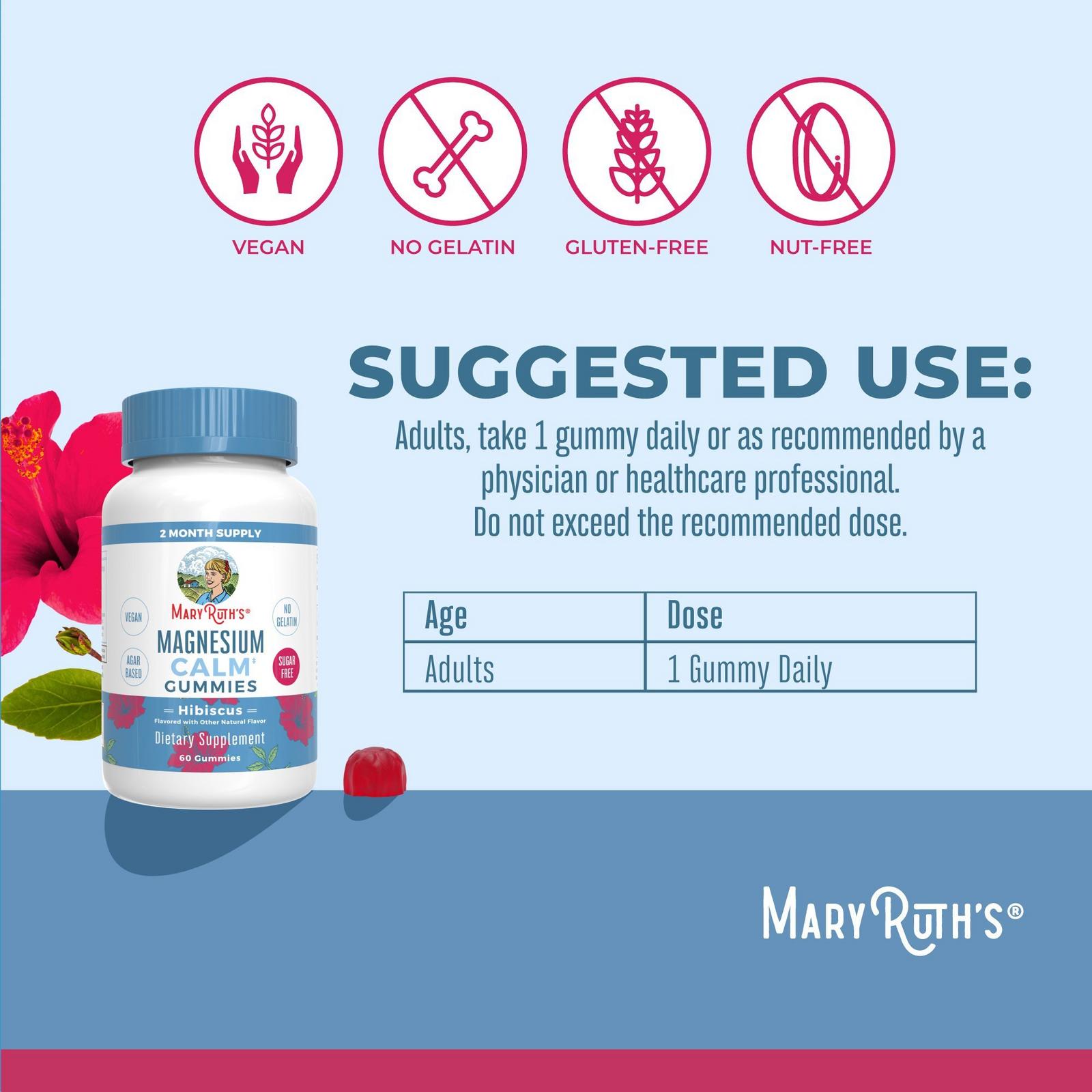 Magnesium Calm Gummies Hibiscus Raspberry