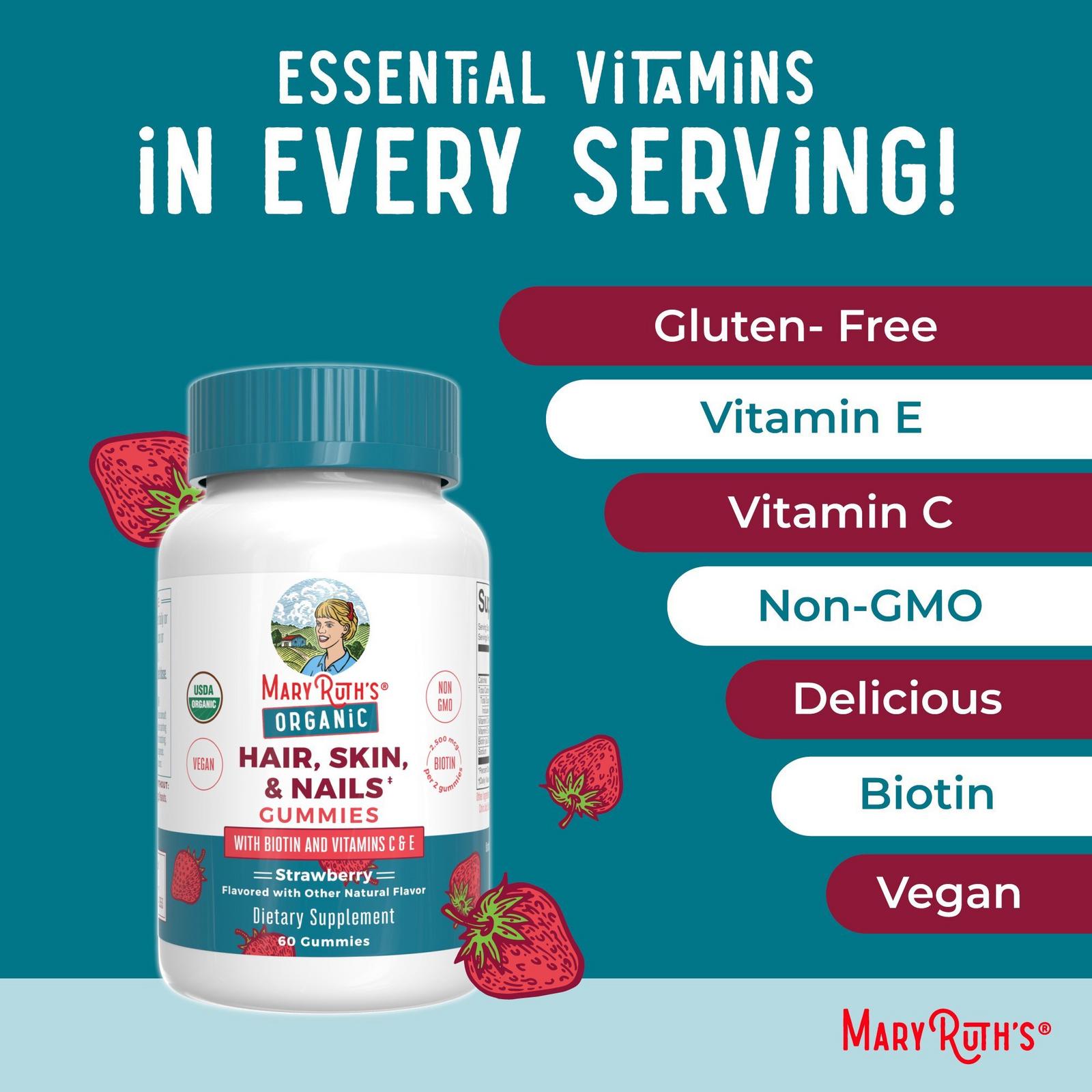 Organic Hair Skin & Nails Gummies Strawberry