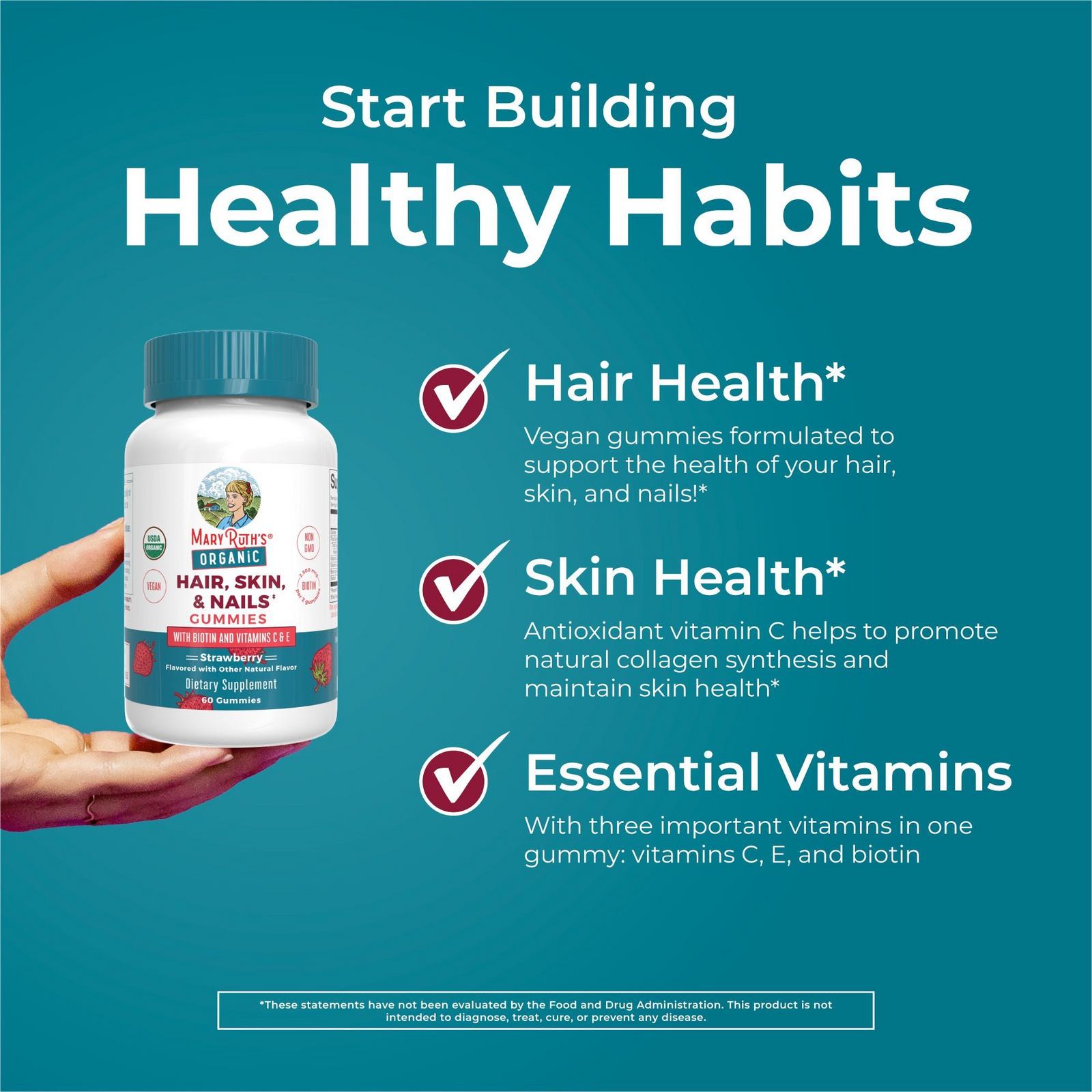 Organic Hair Skin & Nails Gummies Strawberry