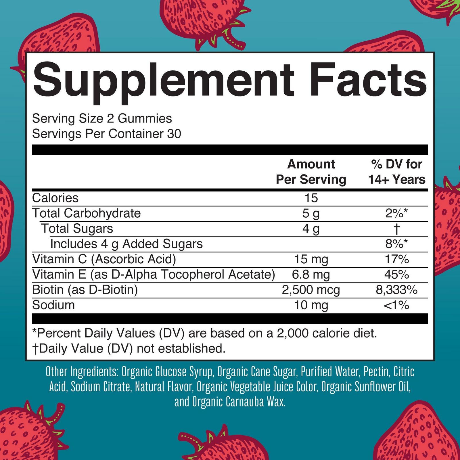 Organic Hair Skin & Nails Gummies Strawberry