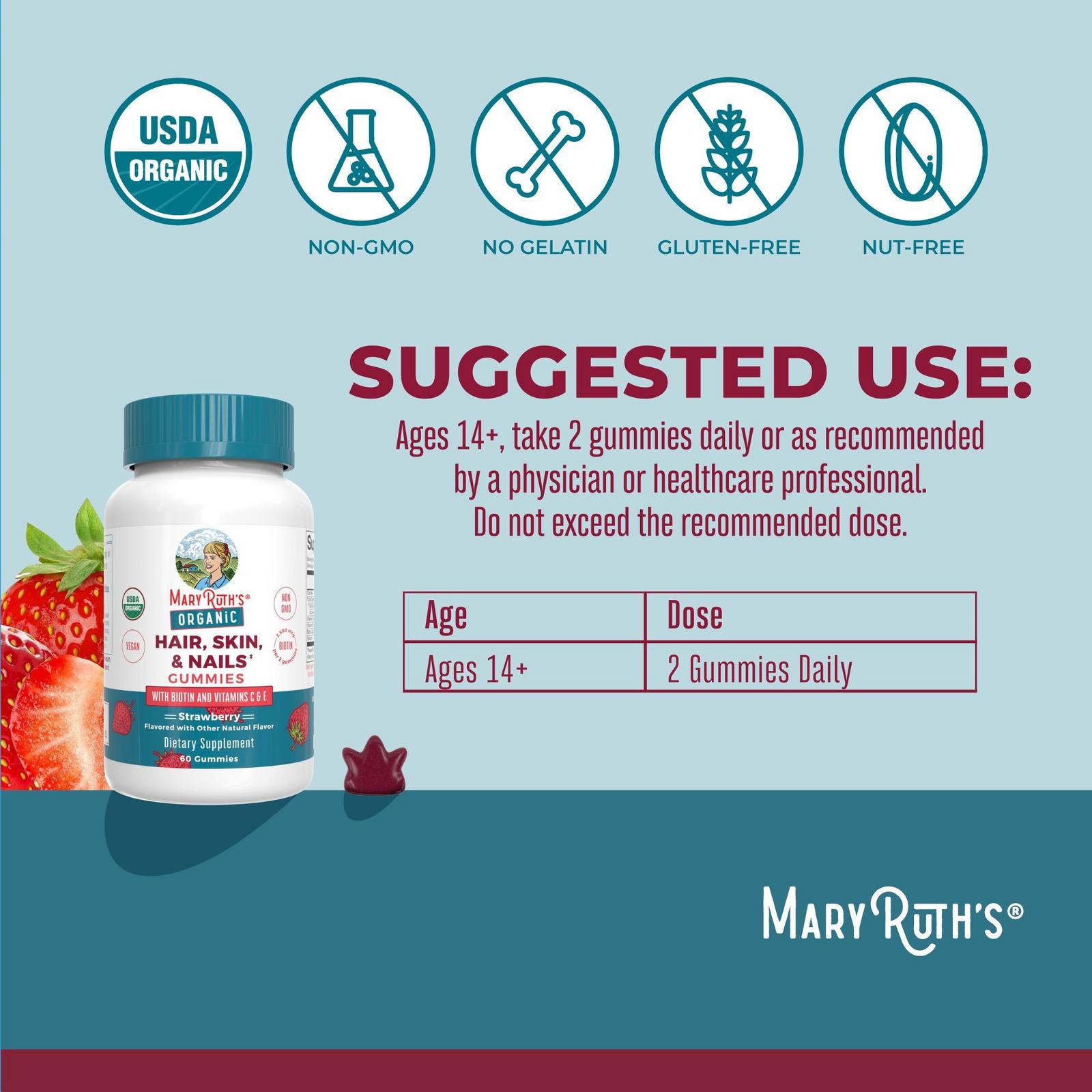 Organic Hair Skin & Nails Gummies Strawberry