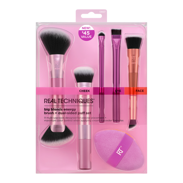 Real Techniques Big Blends Energy Brush + Dual-Sided Puff Set #7