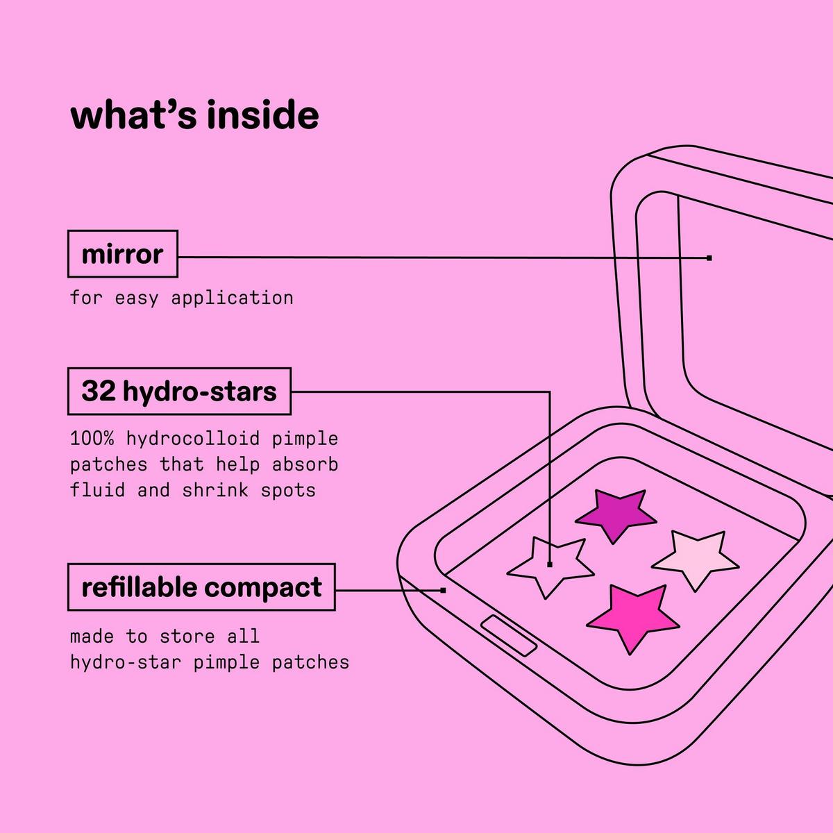 Hydro-Star Pimple Patches + Compact - Big Pink