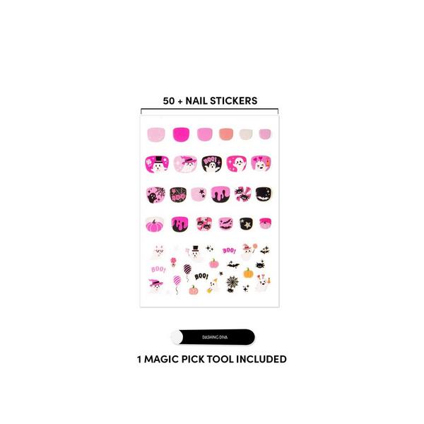 Dashing Diva Magic Pick Kids Nail Stickers, Pretty Scary in Pink #2