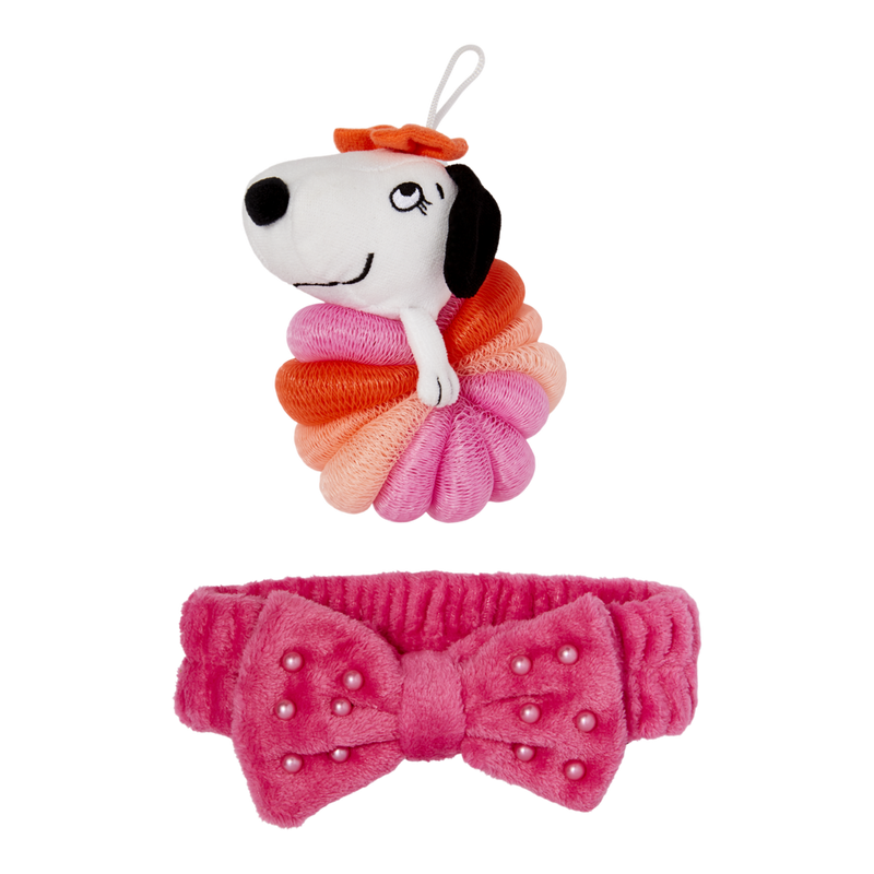Peanuts x UBC Bubbles & Bows Spa Headband and Loofah Set