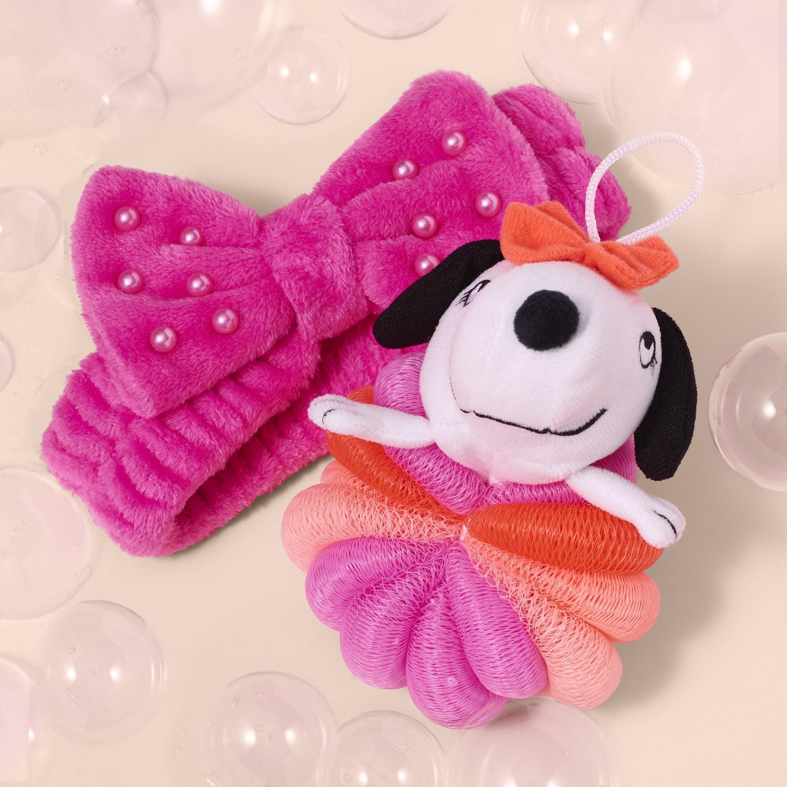 Peanuts x UBC Bubbles & Bows Spa Headband and Loofah Set