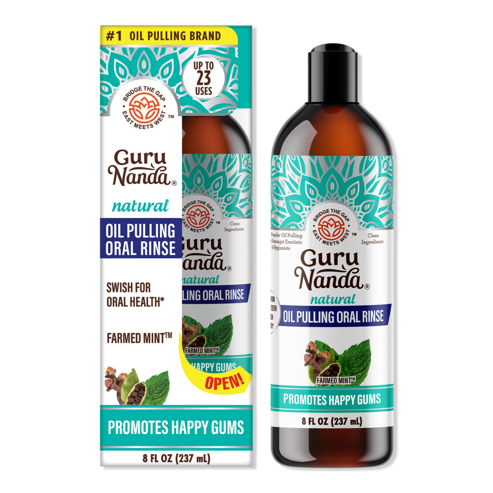 Gurunanda Farmed Mint Oil Pulling Oral Rinse With Essential Oils & Vitamins