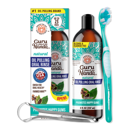 GuruNanda Farmed Mint Oil Pulling Oral Rinse with Essential Oils & Vitamins