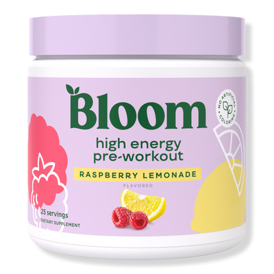 Bloom High Energy Pre-Workout Raspberry Lemonade Supplement Powder