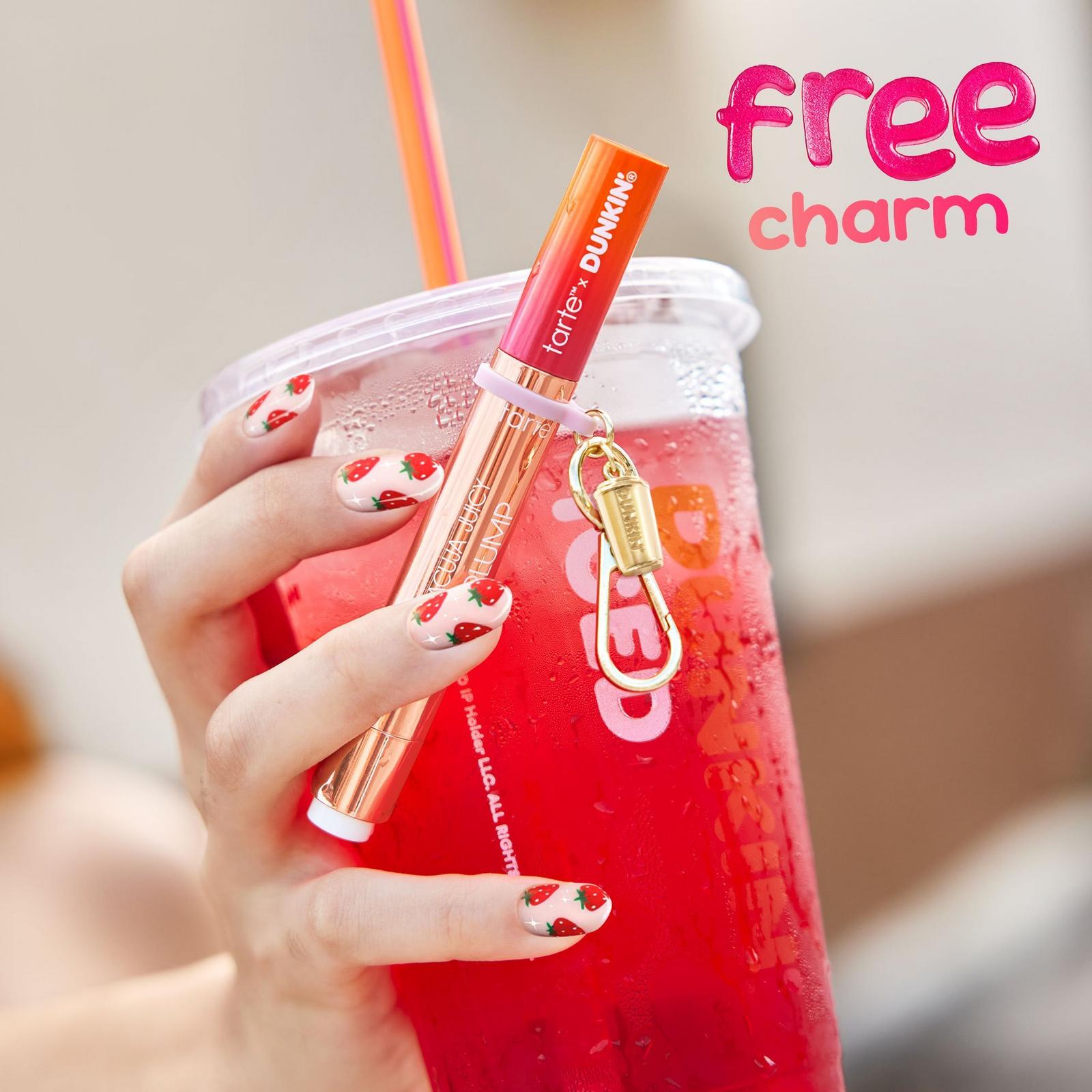 tarte x Dunkin' Maracuja Juicy Shimmer Glass Lip Plump + Free Charm - Rosy Mauve Shimmer Glass
