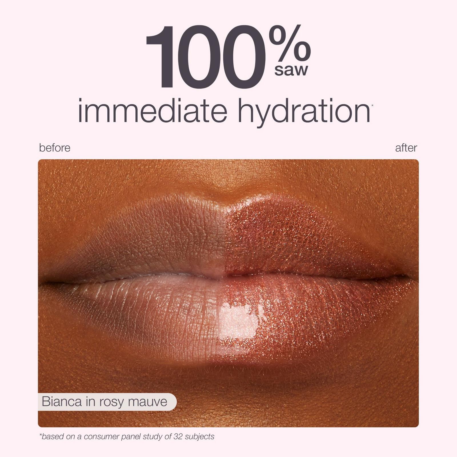 tarte x Dunkin' Maracuja Juicy Shimmer Glass Lip Plump + Free Charm - Rosy Mauve Shimmer Glass