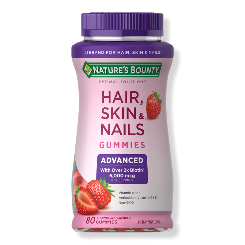 nature's bounty glutathione Strawberry Advanced Hair, Skin & Nails Gummy Vitamins with 2x Biotin