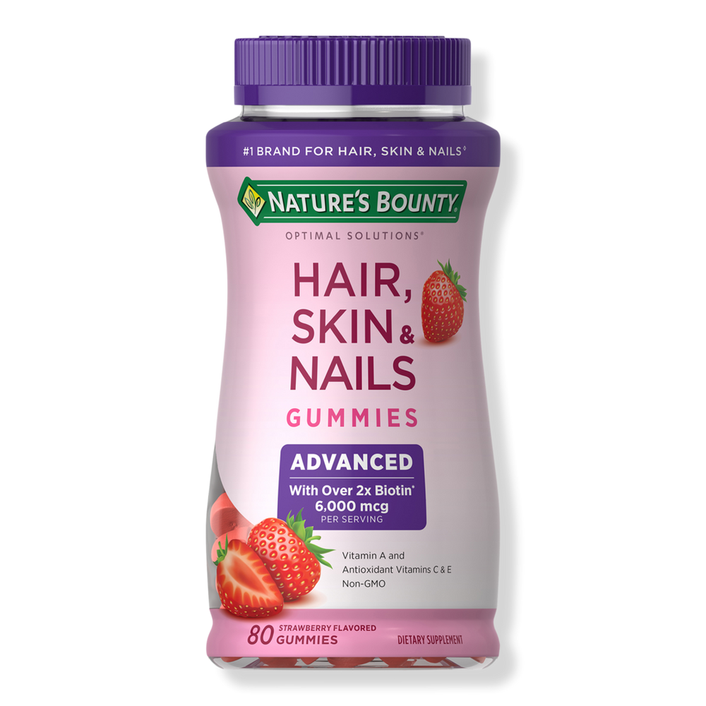 Nature's Bounty Strawberry Advanced Hair, Skin & Nails Gummy Vitamins With 2x Biotin